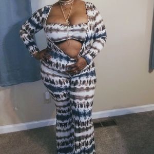 Mariah Tie Dye 2 Piece Jumpsuit - Blue/combo